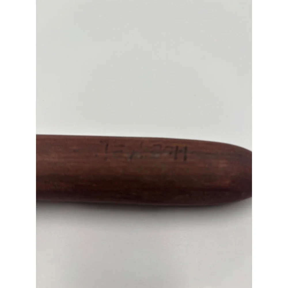 Artisan Hand Carved Wooden Salad Server Set Signed JEW 2014 Dark Wood Fork Spoon
